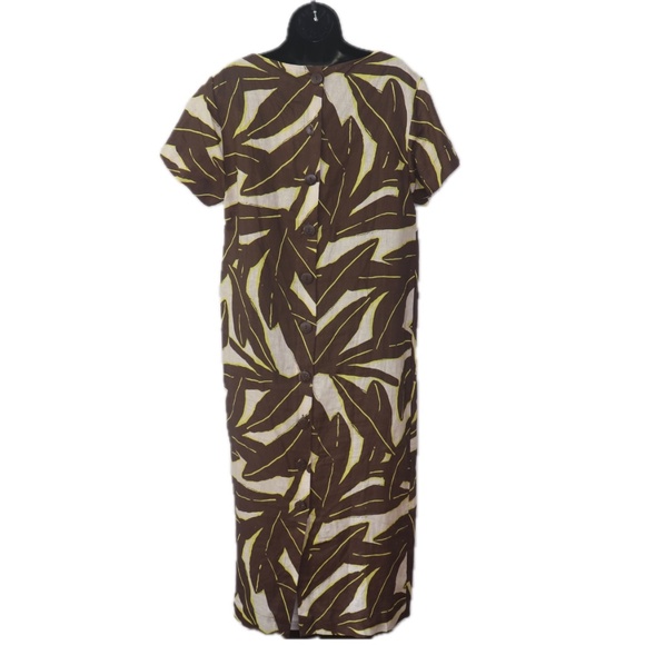 Botanical Leaf Linen Back-button Midi Dress (WHIT TWO for Anthropologie) - Picture 2 of 4